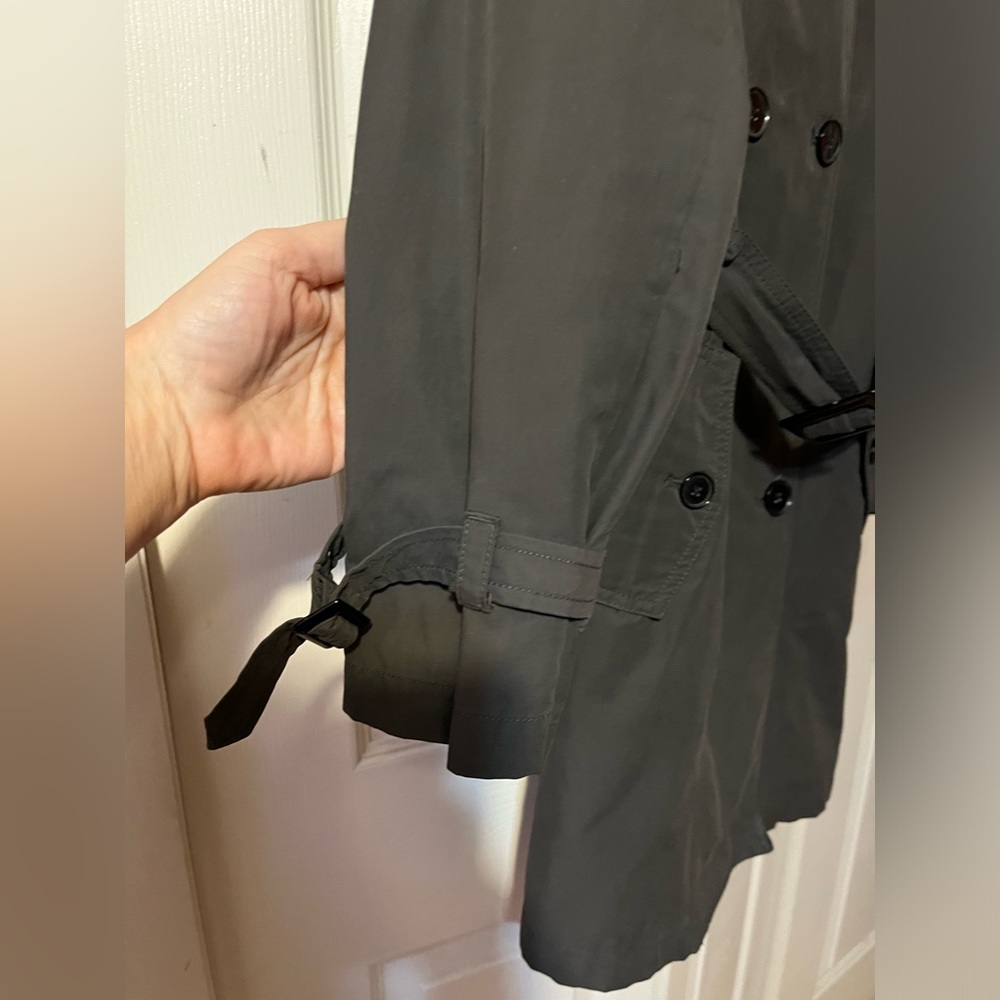Gap Women’s Short Trench Coat. Classic Style Button Belt Green Size Small - Picture 5 of 13